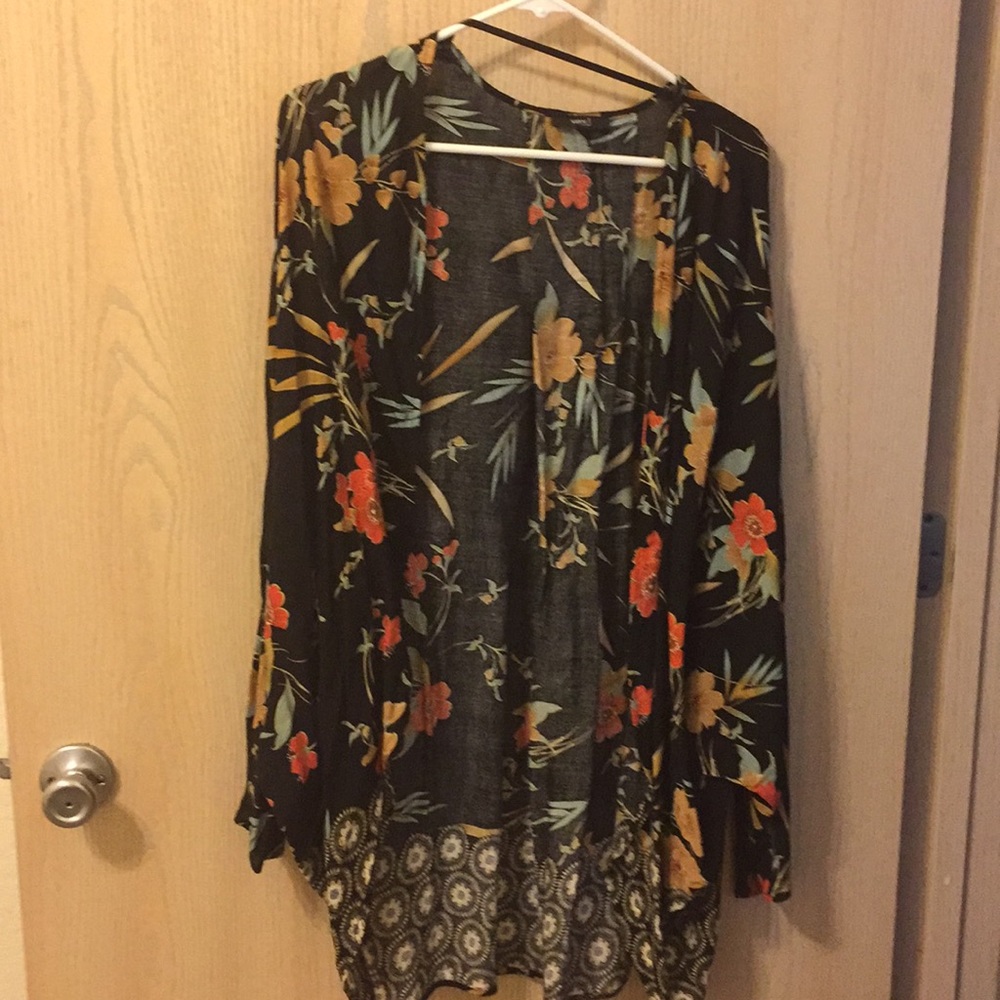 Kimono black mustard red
